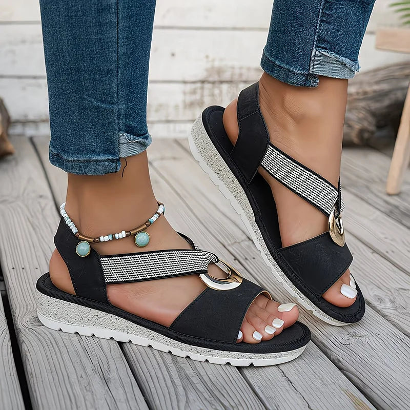 Skylar | Flat Sandals with Metal Buckle